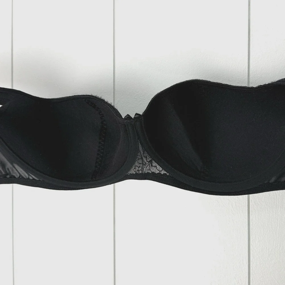 Rosme Grand Balconette Bra US UK 40 D Demi Low Half Cup Black Lace 860-2 Sexy